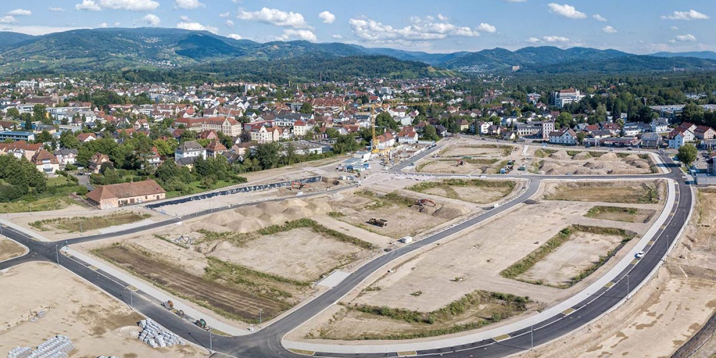 Luftaufnahme von zukünftigem Stadtviertel Achern